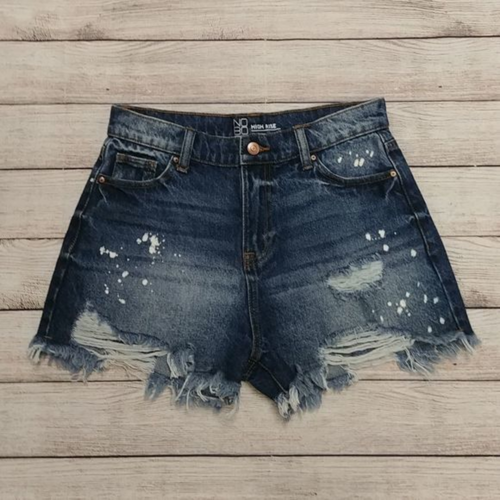 No Boundaries High Rise Paint Splatter Distressed‎ Jean Shorts
